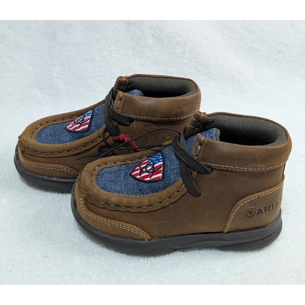 Ariat Toddler size 4, Boy's Lil Stomper USA Brown leather Shoes , A443001602-04